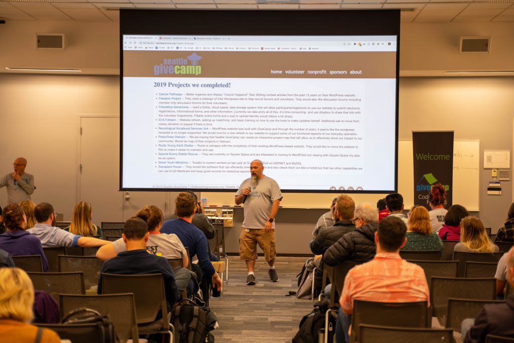 Josh Holmes presenting at Seattle GiveCamp